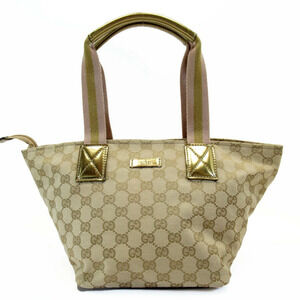 Gucci Handbag GG Canvas Patent Vernis Leather Beige